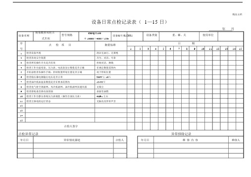 超纯水设备日常点检表(图4)